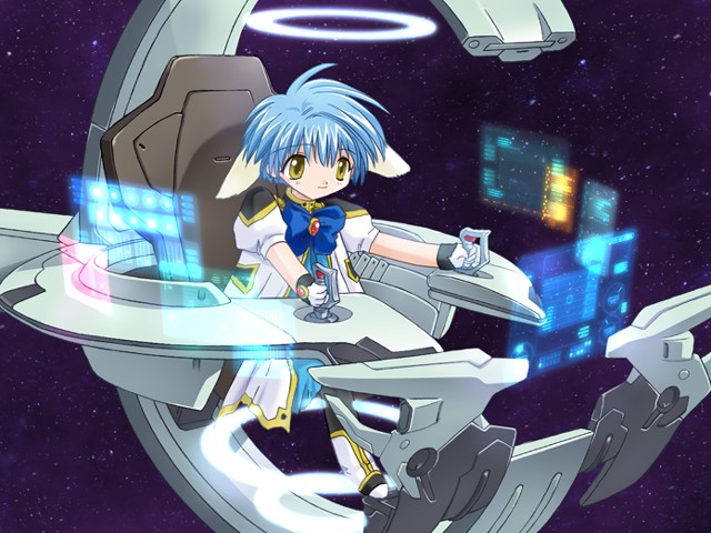 mint blancmanche, galaxy angel, game cg, tagme, 00s, 1girl, animal ears, blue hair, female focus, gloves, green eyes, short hair, solo, yellow eyes
