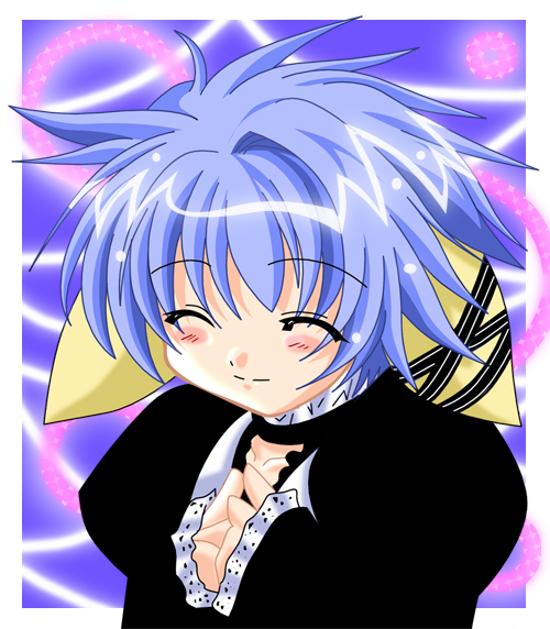 mint blancmanche, galaxy angel, tagme, 00s, 1girl, animal ears, blue hair, female focus, gloves, puffy sleeves, short hair, solo