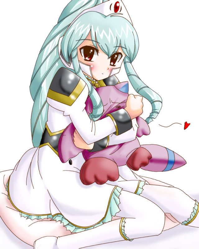 normad, vanilla h, broccoli (company), galaxy angel, tagme, 00s, 1girl, female focus, green hair, long hair, red eyes, simple background, solo, white background