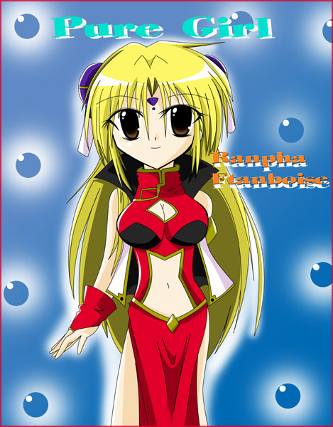 ranpha franboise, galaxy angel, tagme, 00s, 1girl, bare legs, blonde hair, breasts, bridal gauntlets, brown eyes, character name, cleavage cutout, clothing cutout, dress, facial mark, female focus, forehead mark, gloves, hair ornament, hairclip, large breasts, long hair, looking at viewer, navel cutout, pelvic curtain, side slit, solo, very long hair