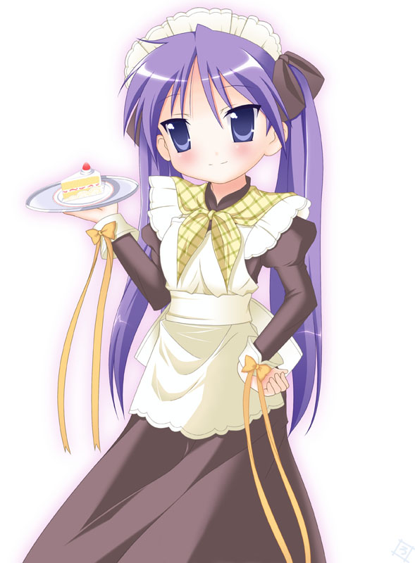 hiiragi kagami, lucky star, 00s, blue eyes, blue hair, maid