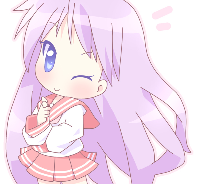 hiiragi kagami, lucky star, 00s, blue eyes, blue hair, school uniform, serafuku