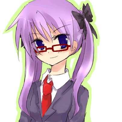hiiragi kagami, lucky star, lowres, 00s, blue eyes, blue hair, glasses