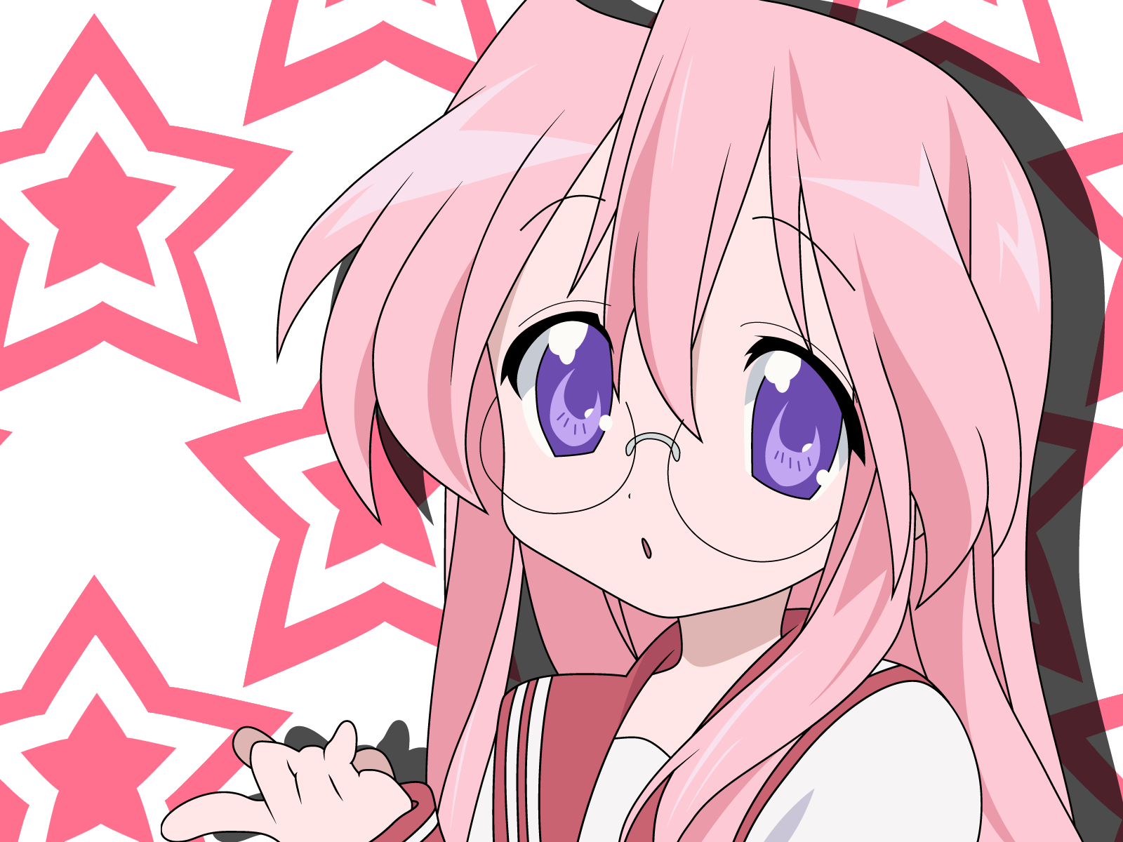 takara miyuki, lucky star, highres, 00s, blue eyes, pink hair, school uniform, serafuku
