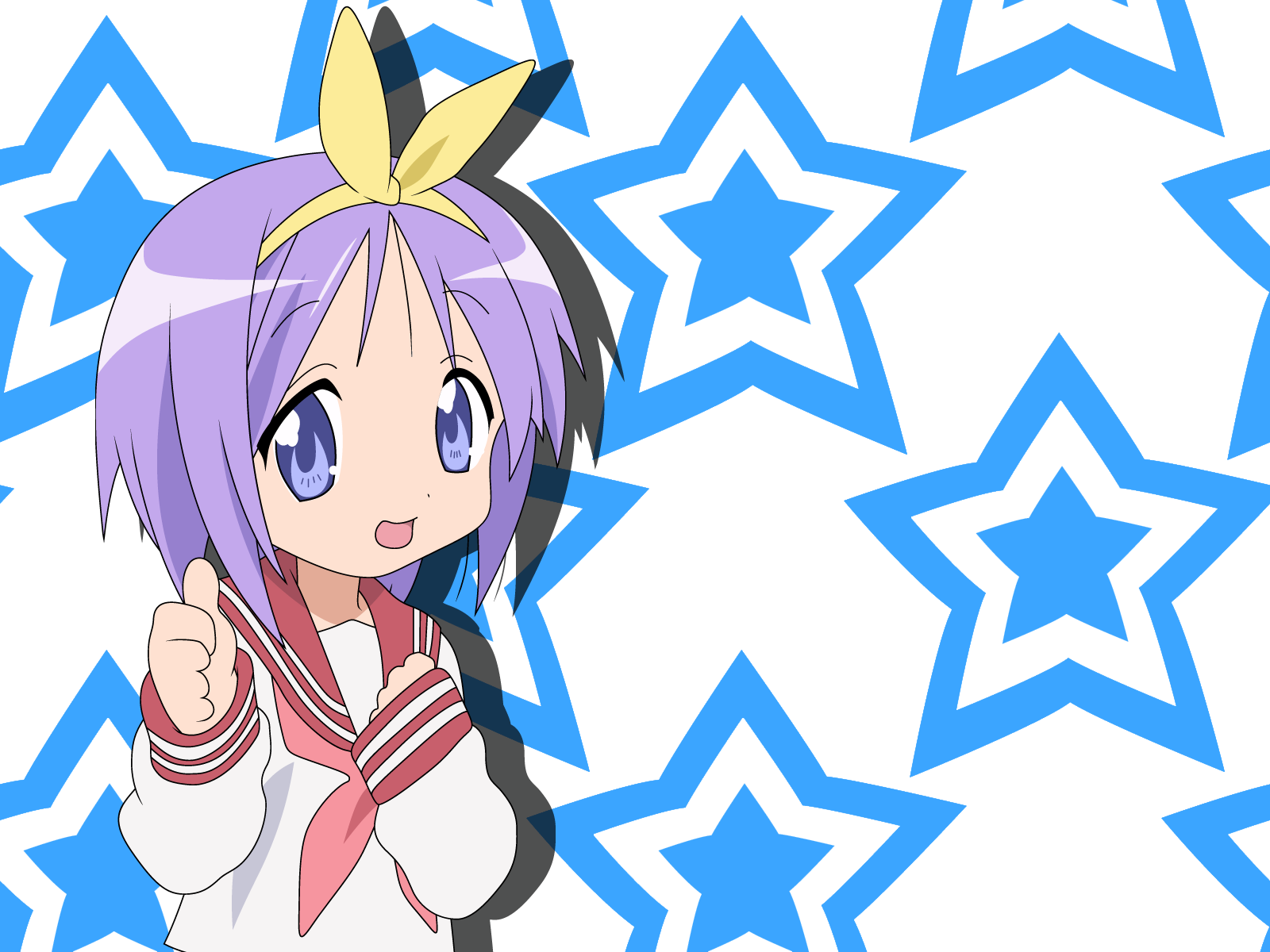 hiiragi tsukasa, lucky star, highres, 00s, blue eyes, blue hair, school uniform, serafuku