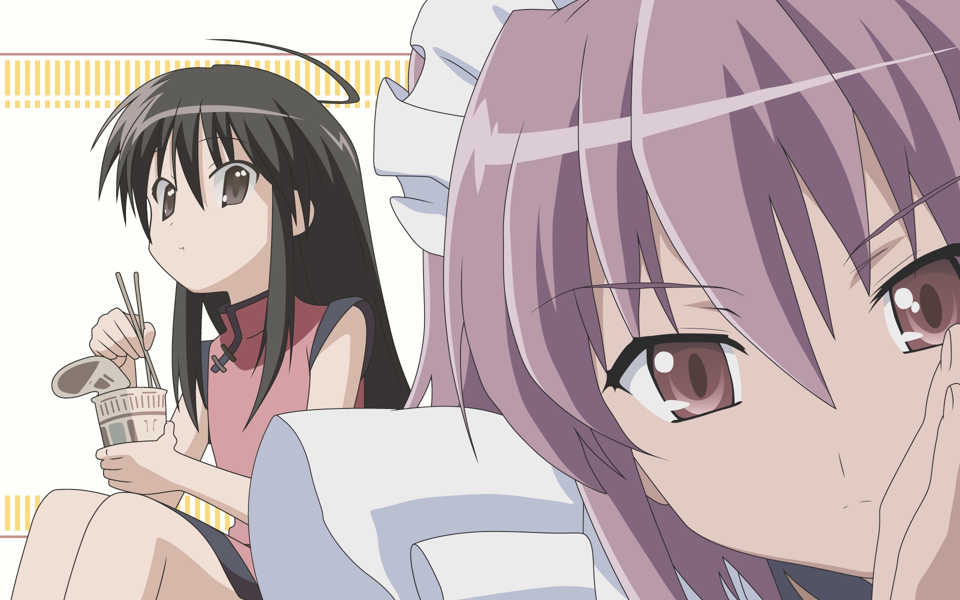 shana, wilhelmina carmel, shakugan no shana, highres, 00s, black hair, brown eyes, maid, pink eyes, pink hair