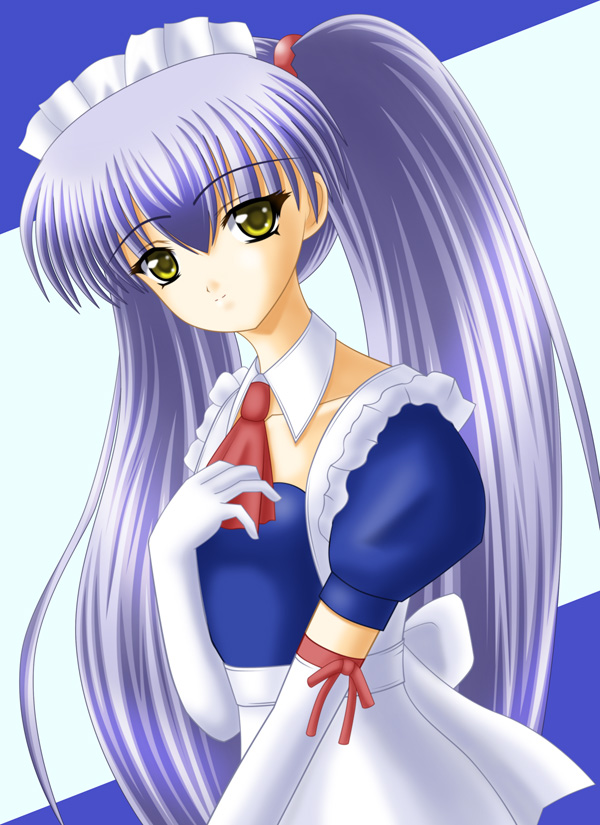 hoshino ruri, kidou senkan nadesico, blue hair, maid, yellow eyes