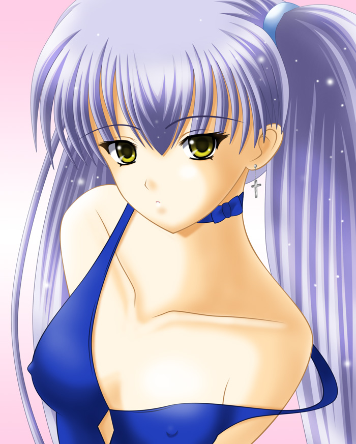hoshino ruri, kidou senkan nadesico, artist request, tagme, 1girl, blue hair, covered erect nipples, female focus, solo, yellow eyes