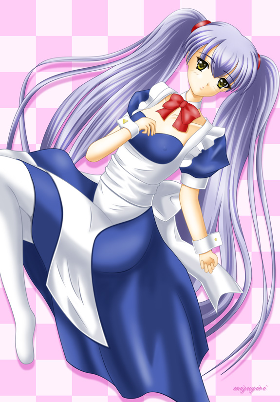 hoshino ruri, kidou senkan nadesico, blue hair, maid, yellow eyes