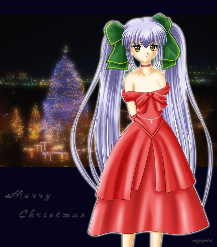 hoshino ruri, kidou senkan nadesico, blue hair, christmas, yellow eyes