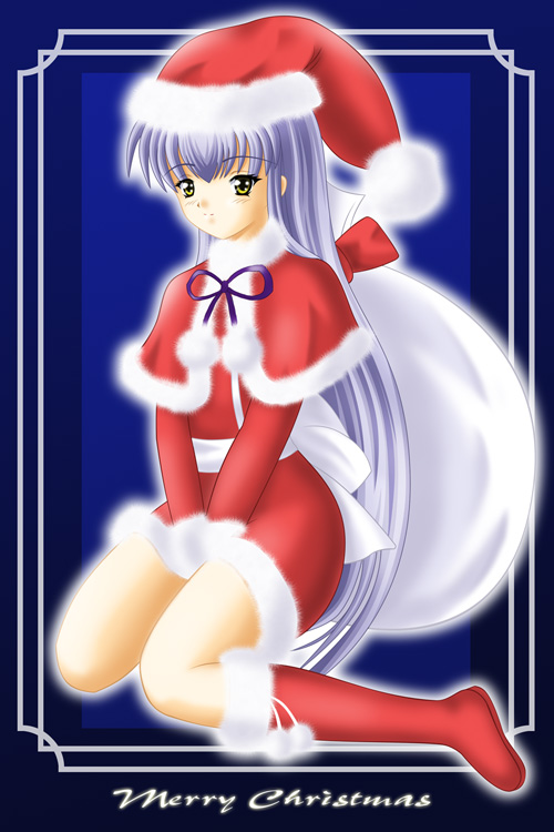 hoshino ruri, kidou senkan nadesico, blue hair, christmas, yellow eyes
