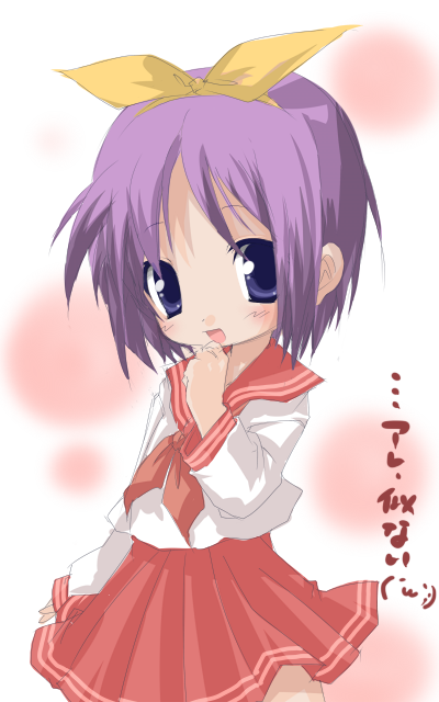 hiiragi tsukasa, lucky star, 00s, blue eyes, blue hair, school uniform, serafuku