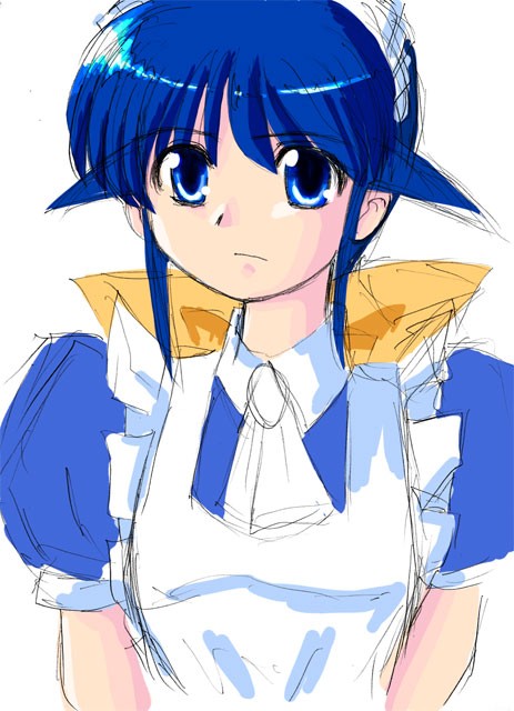 andou mahoro, mahoromatic, blue eyes, blue hair, maid