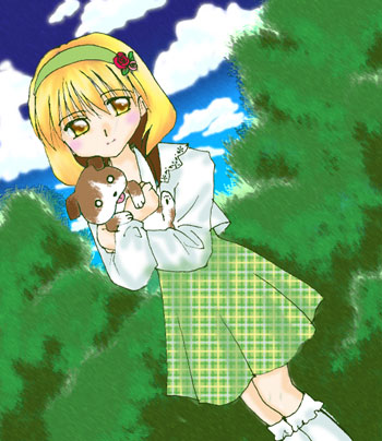 andou minawa, mahoromatic, artist request, lowres, tagme, 1girl, blonde hair, yellow eyes