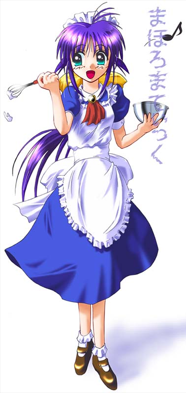 andou mahoro, mahoromatic, blue hair, green eyes, maid