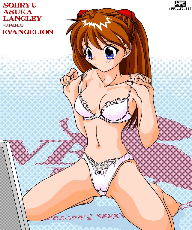 souryuu asuka langley, neon genesis evangelion, blue eyes, panties, red hair, underwear