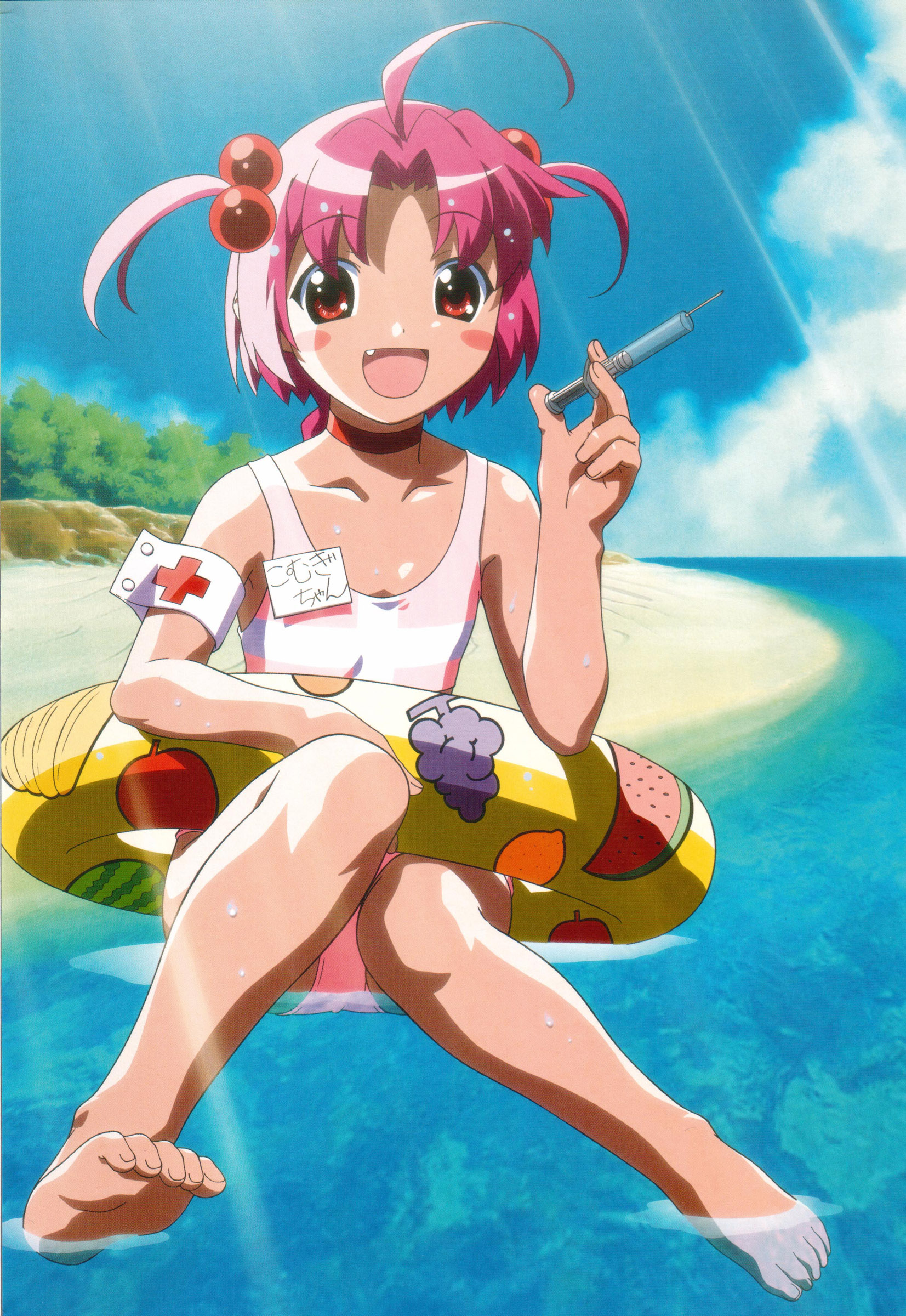 nakahara komugi, nurse witch komugi-chan, absurdres, highres, tagme, 00s, barefoot, feet, flat chest, swimsuit