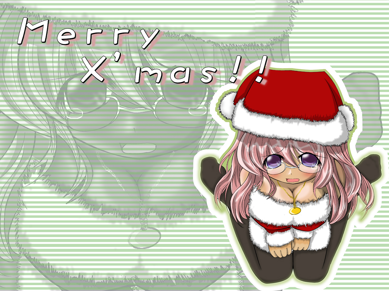 takara miyuki, lucky star, 00s, christmas, glasses, red hair