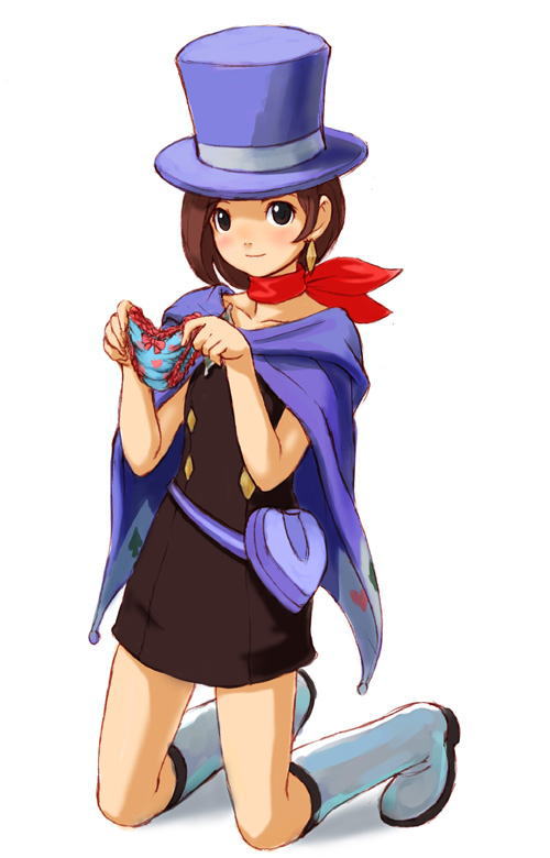 heika (heikahp), trucy wright, ace attorney, tagme, 1girl, brown eyes, brown hair, female focus, panties, solo, underwear