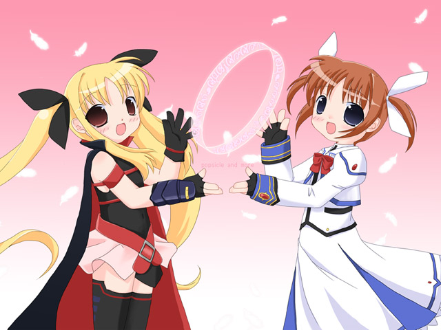 fate testarossa, takamachi nanoha, lyrical nanoha, mahou shoujo lyrical nanoha, tagme, 00s, thighhighs