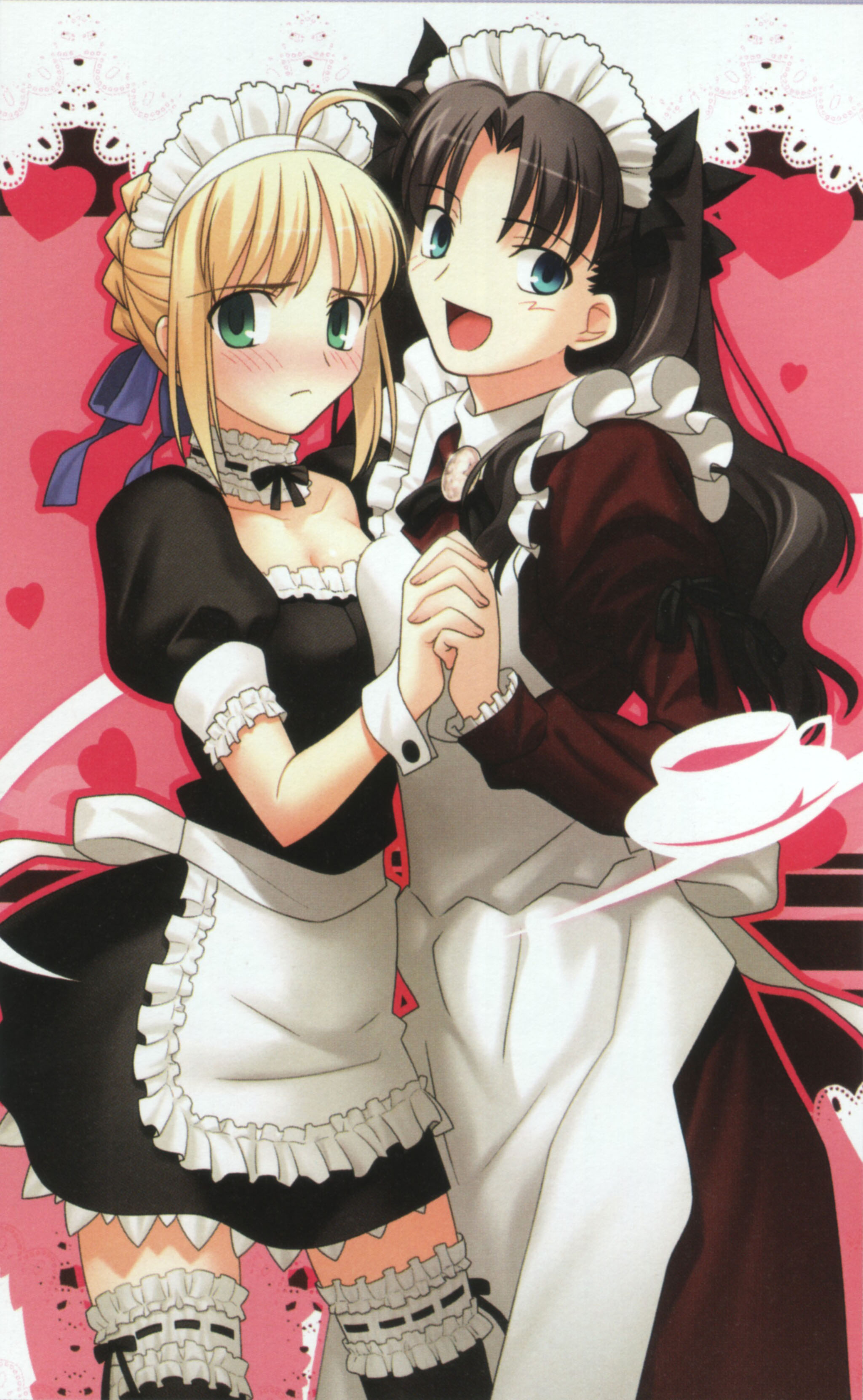 artoria pendragon (fate), saber (fate), tohsaka rin, fate/stay night, fate (series), absurdres, highres, 00s, maid