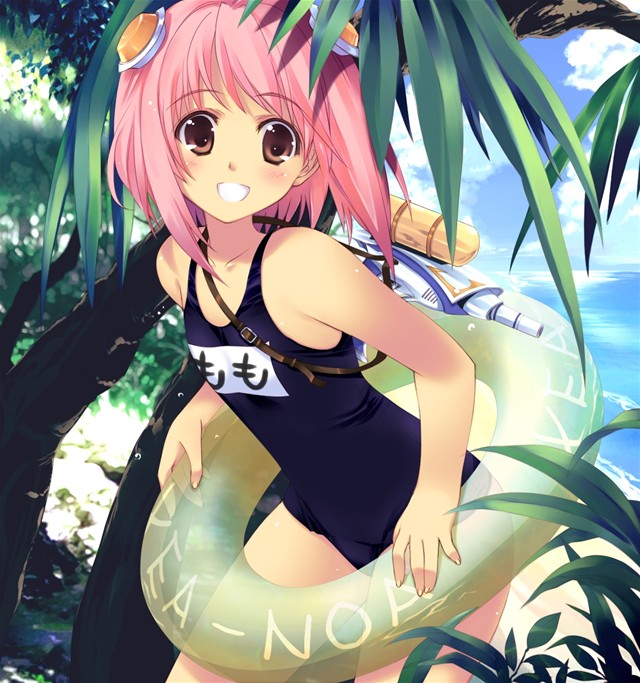momo mizrahi, xenosaga, beach, innertube, swimsuit, water