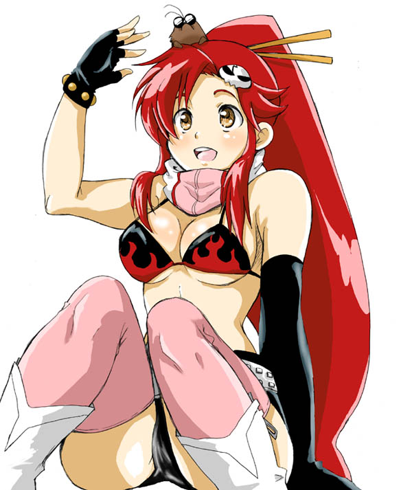 boota (ttgl), yoko littner, tengen toppa gurren lagann, pink legwear, tagme, 00s, red hair, thighhighs