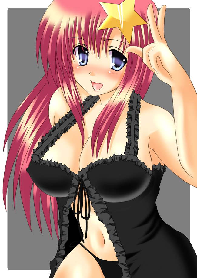 kizaki yuuri, meer campbell, gundam, gundam seed, gundam seed destiny, 00s, breasts, cleavage, panties, salute, underwear
