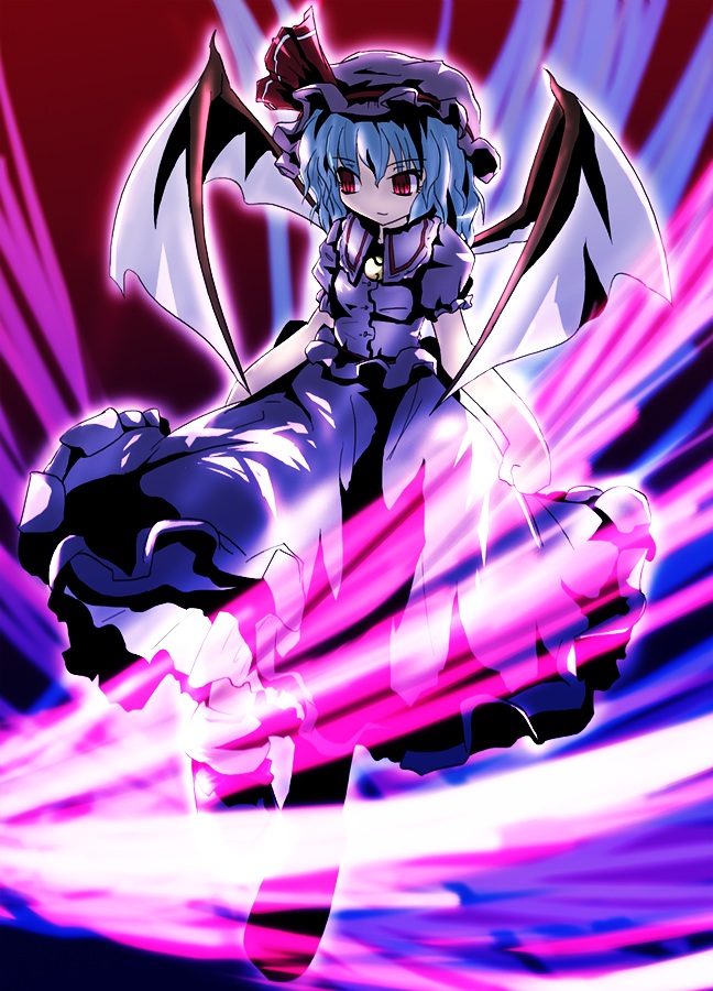 neki-t, remilia scarlet, touhou, 1girl, bat wings, female focus, solo, wings