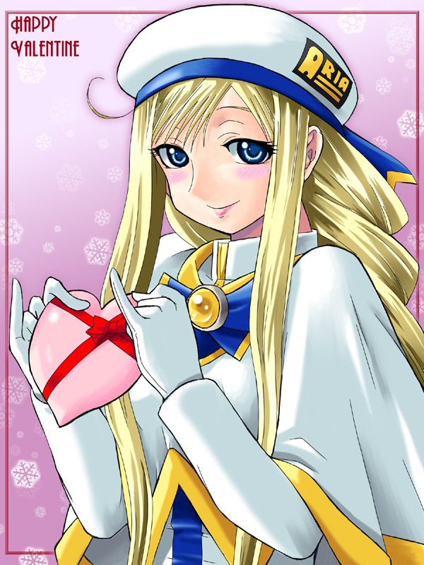 alicia florence, aria (manga), artist request, tagme, 00s, 1girl, beret, blonde hair, blue eyes, female focus, hat, long hair, sidelocks, solo, upper body, valentine