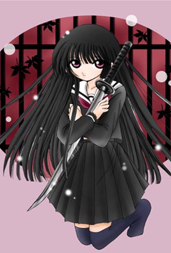 enma ai, jigoku shoujo, tagme, 00s, school uniform, serafuku, sword, weapon