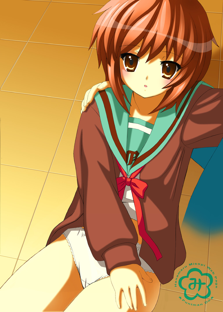 nagato yuki, suzumiya haruhi no yuuutsu, tagme, 00s, panties, school uniform, serafuku, underwear