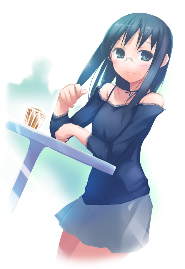 nanakusa, tagme, 1girl, bare shoulders, female focus, glasses, solo