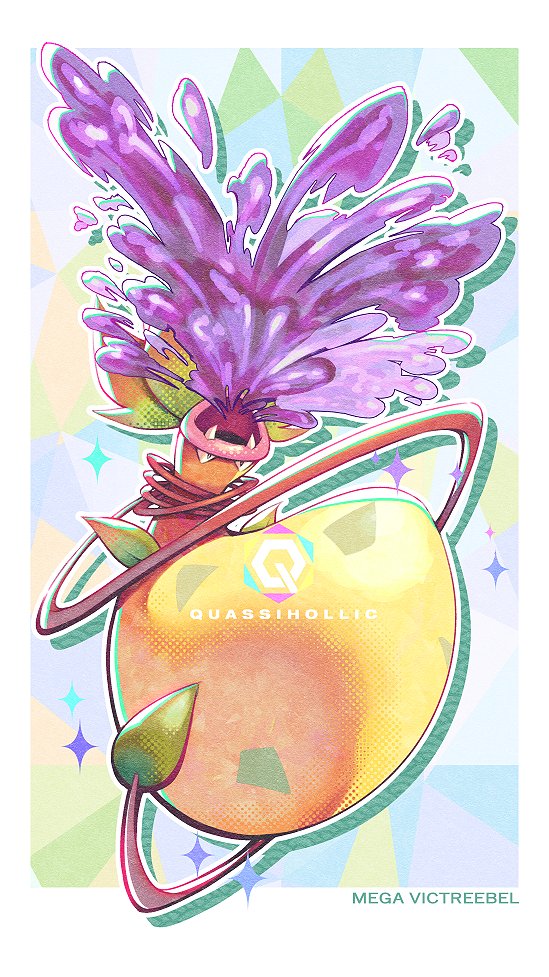 quas-quas, mega victreebel, victreebel, nintendo, pokemon, acid, black eyes, colored skin, fangs, full body, gen 1 pokemon, leaf, mega pokemon, no humans, open mouth, pink lips, plant, plant monster, poison, pokemon (creature), pokemon focus, solo, teeth, vines, yellow skin