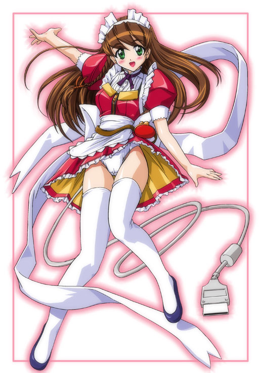 cyberdoll may, hand maid may, 00s, 1girl, maid, panties, thighhighs, underwear, usb