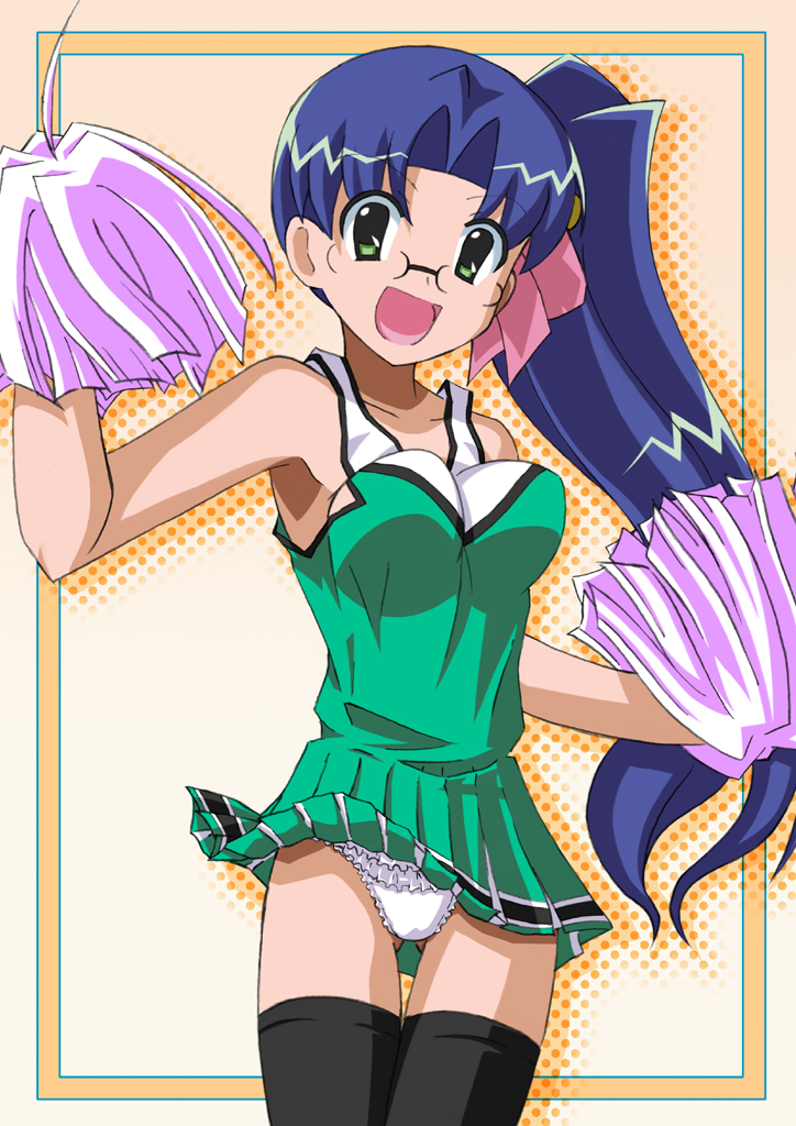aoba kozue, midorikawa chiyuri, mahoraba, 00s, glasses, panties, thighhighs, underwear