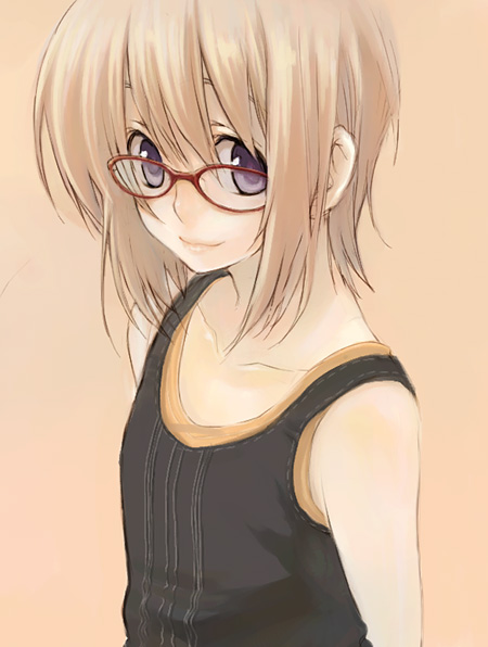 yuuryuu nagare, original, tagme, 1girl, female focus, glasses, purple eyes, simple background, solo, upper body