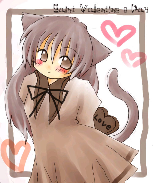 tagme, animal ears, cat ears, cat tail, tail, valentine