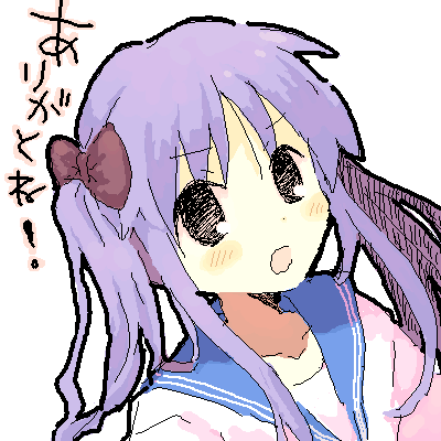 mozu (modagoro), hiiragi kagami, lucky star, lowres, 00s, oekaki, school uniform, serafuku, solo