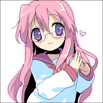 hamamo, takara miyuki, lucky star, lowres, 00s, 1girl, female focus, school uniform, serafuku, solo