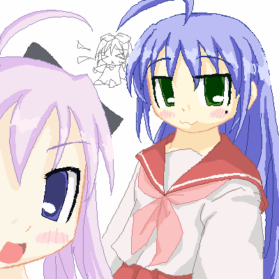 hiiragi kagami, izumi konata, lucky star, lowres, tagme, 00s, school uniform, serafuku