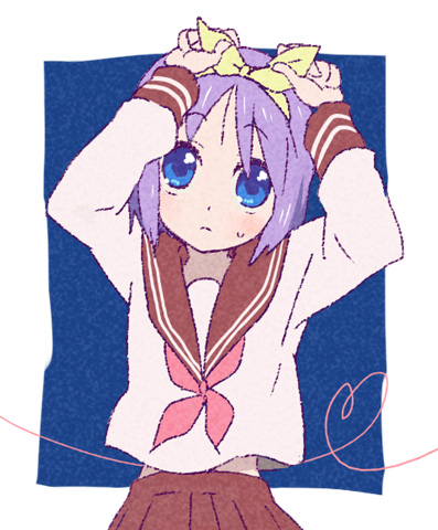 hiiragi tsukasa, lucky star, lowres, tagme, 00s, school uniform, serafuku