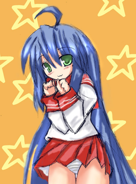 izumi konata, lucky star, tagme, 00s, panties, school uniform, serafuku, underwear