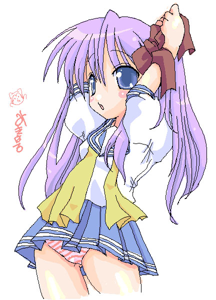 hiiragi kagami, lucky star, tagme, 00s, panties, school uniform, serafuku, underwear