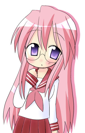 takara miyuki, lucky star, lowres, tagme, 00s, glasses, school uniform, serafuku
