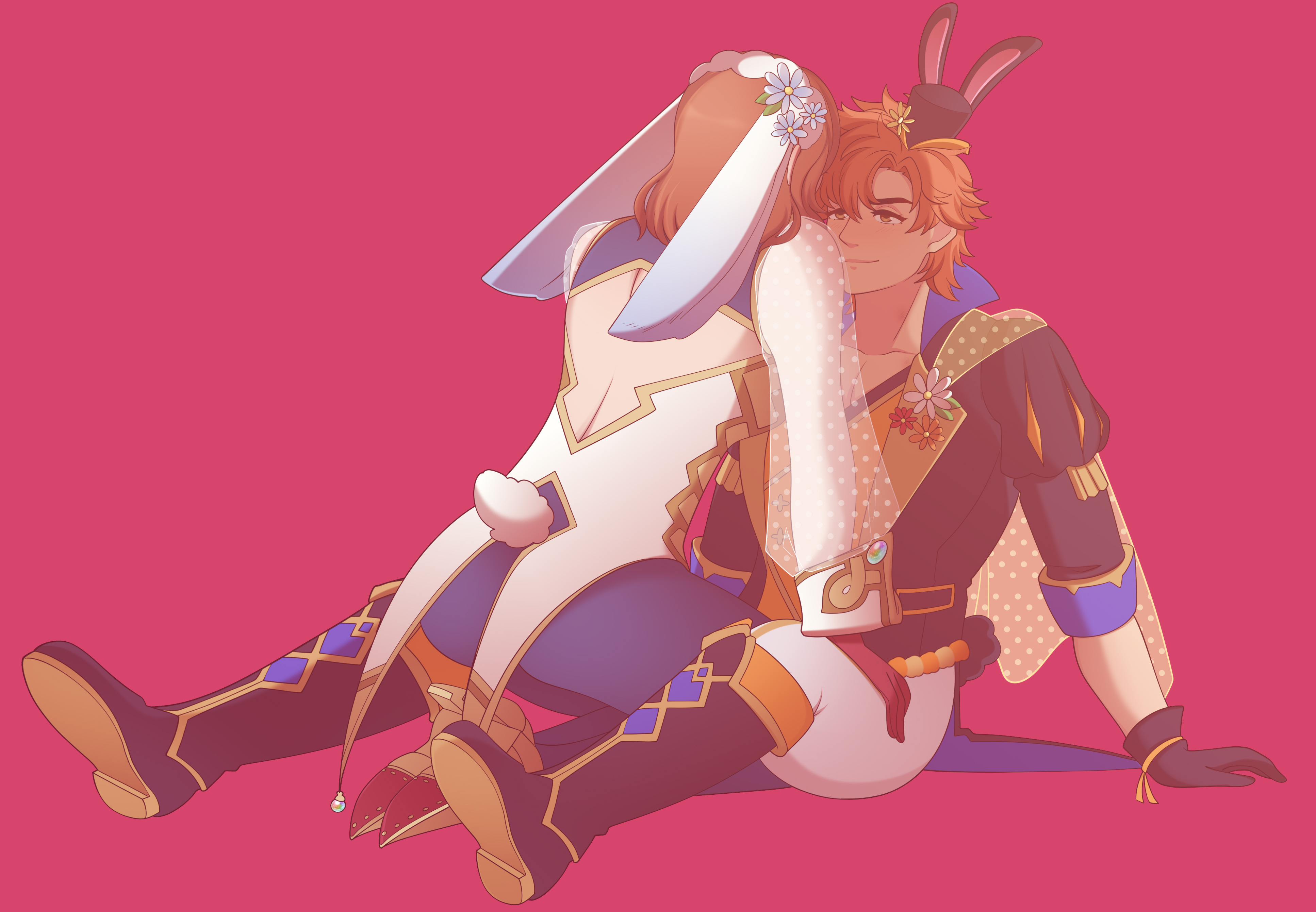 deebyfeeby, female kiran (fire emblem), kiran (fire emblem), sylvain jose gautier, sylvain jose gautier (spring), fire emblem, fire emblem: three houses, fire emblem heroes, nintendo, tagme, bunny girl suit, rabbit ears