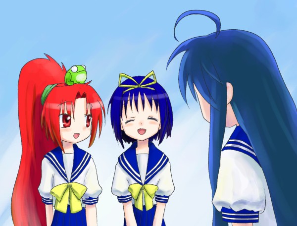 hiiragi tsukasa, izumi konata, lucky star, tagme, 00s, school uniform, serafuku