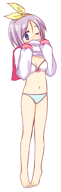 hiiragi tsukasa, lucky star, tagme, 00s, panties, school uniform, serafuku, underwear