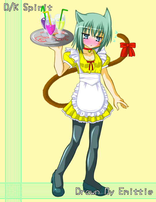 iwasaki minami, lucky star, 00s, animal ears, cat ears, cat tail, maid, tail