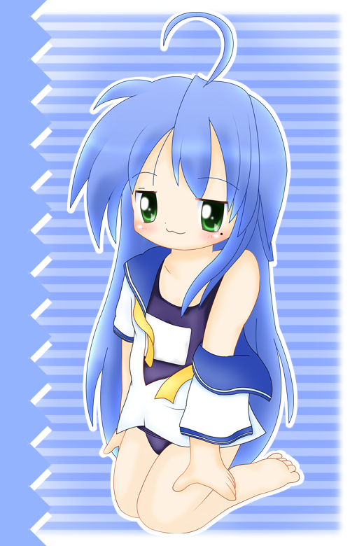 izumi konata, lucky star, tagme, 00s, school uniform, serafuku, swimsuit